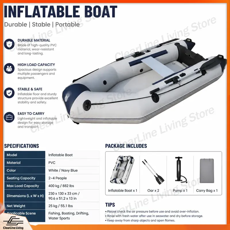 Inflatable Kayak 3 Person - Barco Inflável de PVC para 3