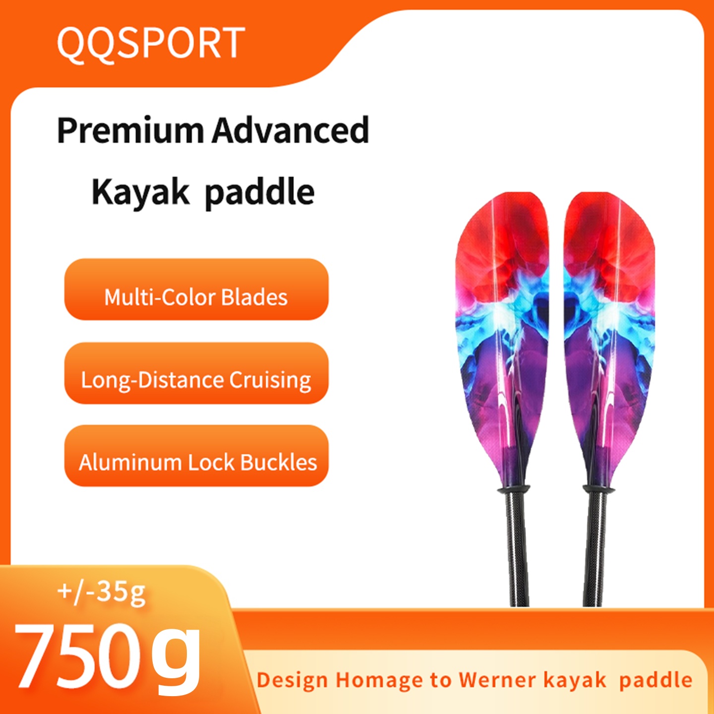 Remo QQSPORT, remo recreativo  - Kayak Paddle Carbon 2 Piece avaliação e preço
