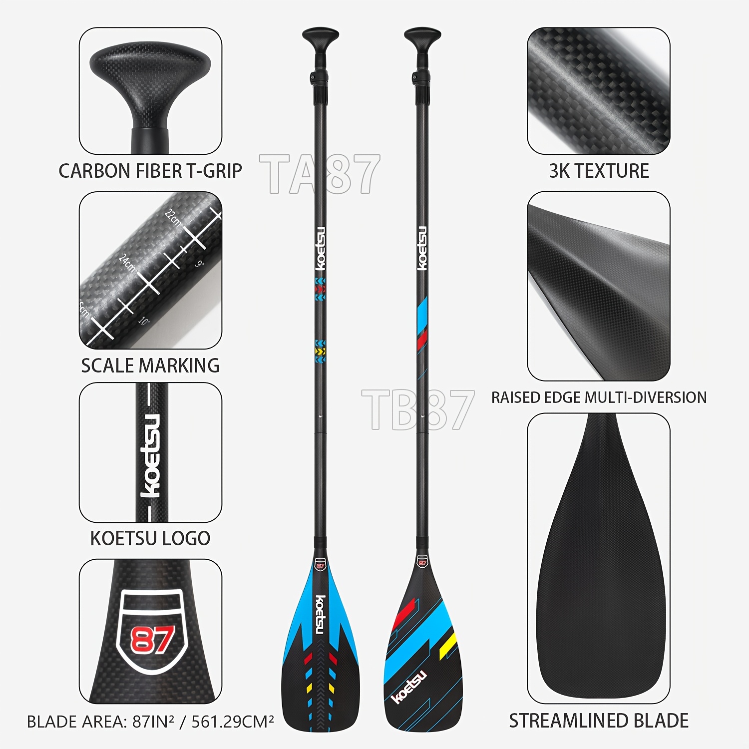 KOETSU TA87 TB87 Paddle de Car - Sup Paddle Carbon Fiber avaliação e preço